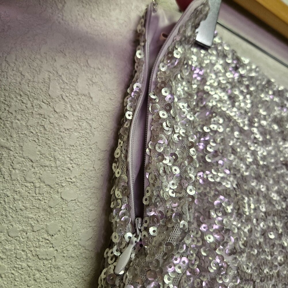 Vintage Y2K Silver Sequin Mini Skirt Party Festival Rave Stretch XS - Picture 5 of 9